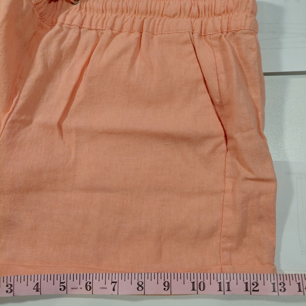 Love Tree Women L Shorts High Rise Elastic Waist Drawstring Linen Blend Boho - Picture 11 of 13